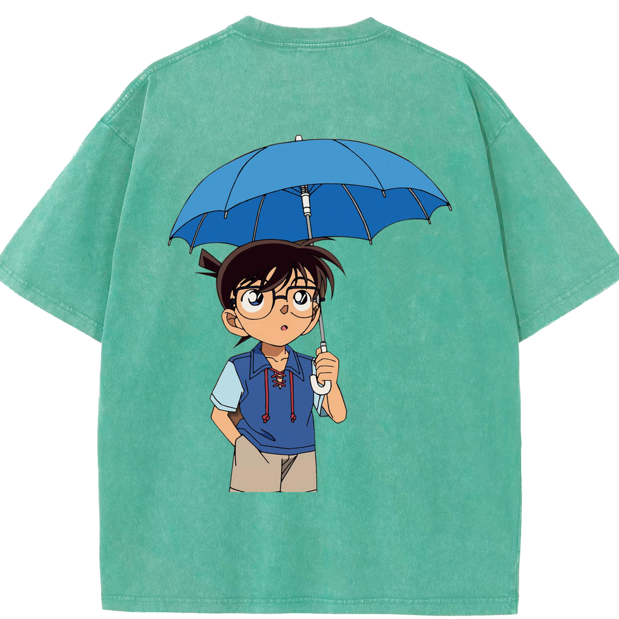 （画像用） 名探偵コナン 江戸川 コナン Detective Conan Conan Edogawa 綿100% ヴィンテージ風 半袖Tシャツ（背面プリント）